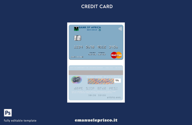 modello mastercard della Madagascar Bank of Africa in stile verificato